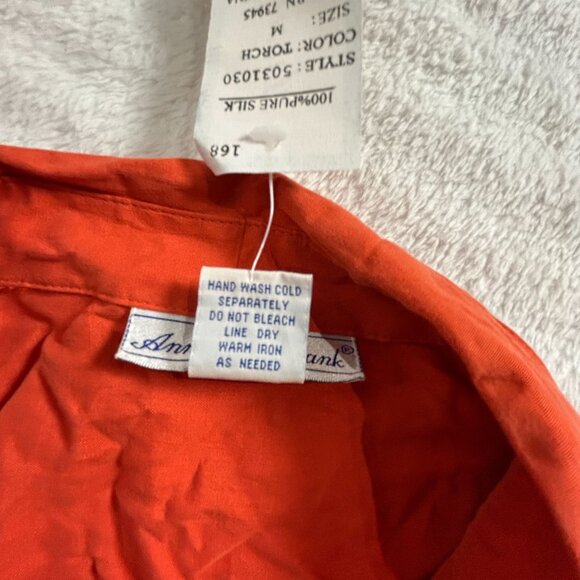 Anna & Frank Womens Pure Silk Long Sleeve Button-Up Shirt Medium Torch Red New - Picture 4 of 7